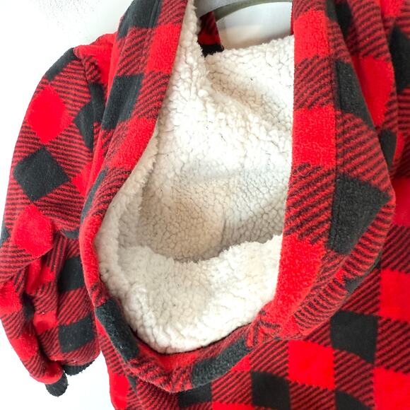 Carter's Cat & Jack Buffalo Plaid Fleece Sherpa Bear Outfit Set Size 12 Months - Picture 4 of 9